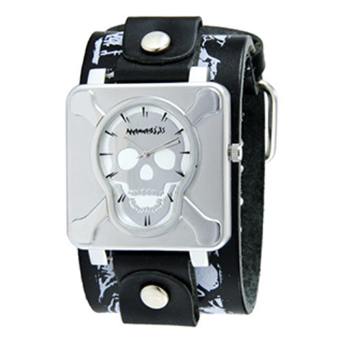 Cross Bone Skull Silver Leather Band Watch LMS930S