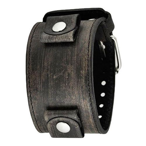 Mens wide leather watch on sale bands