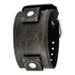 Faded All Black XL Stitch Leather Cuff Watch Band 24mm FLBB