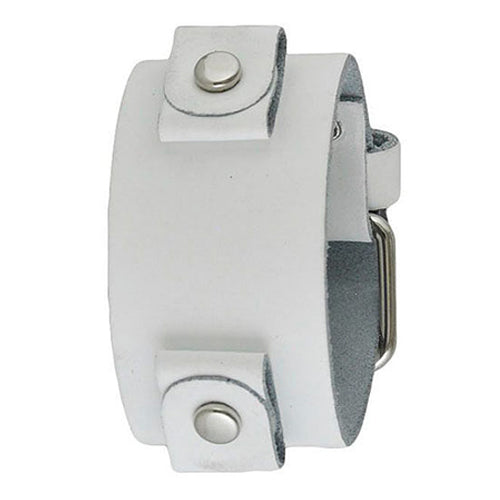 Basic Junior Size White Leather Cuff Watch Band 20mm WGB