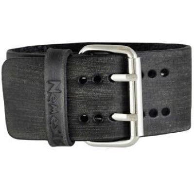 Star Black/Silver Natural Wood Watch with Distressed Black Leather