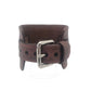 Stitched Distressed Brown Leather Wide Cuff