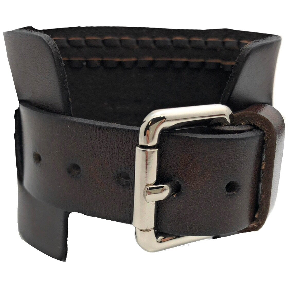Teardrop Silver Watch with Weaved Black Leather Wide Cuff