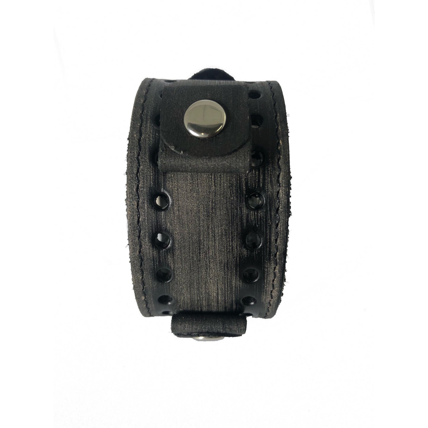Sully Black/White Watch with Distressed Black Leather Cuff