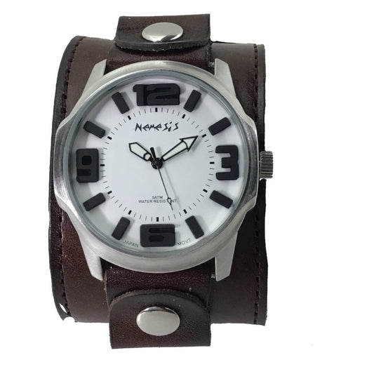  3D White Watch and Distressed Dark Brown