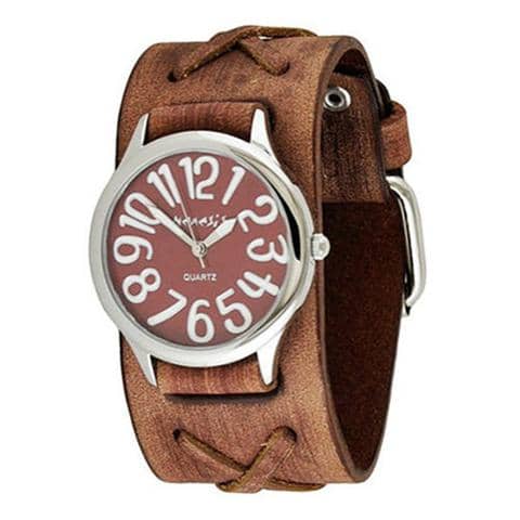 Always Summer Ladies Brown Watch with X Distressed Brown Leather Cuff