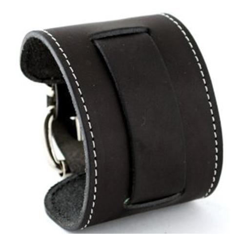 wide black leather watch band original