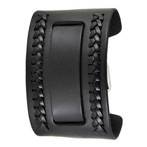 Wide Weaved Leather Cuff Band 